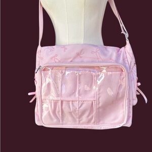 Pink Bow-Patterned Women's Bag